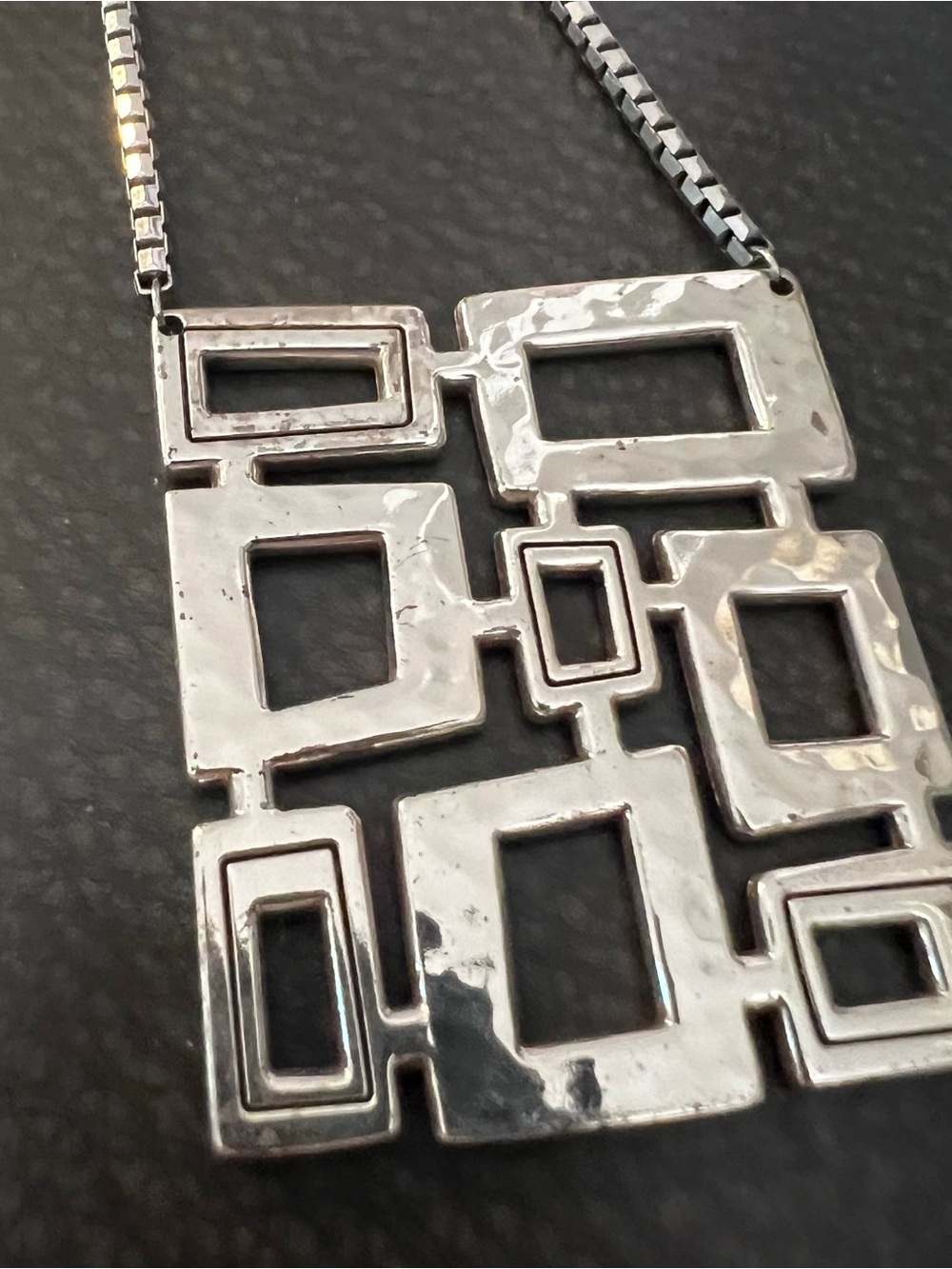 Geometric Silver Tone Statement Necklace Brighton - Picture 8 of 12